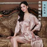 达芬奇密码睡衣女士冰丝睡裙老婆本命年晨袍新娘结婚 香槟色 L （120斤以下）