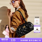 NUCELLE纽芝兰【沈月同款】法棍包包女2025新款波士顿通勤包保龄球单肩枕头女包 暗夜黑 时尚高端品牌送女友
