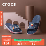 crocs卡骆驰一字拖贝雅卡骆班凉拖 情侣款运动休闲拖鞋|205392 深蓝/辣椒红-4CC 37 /38(230mm)
