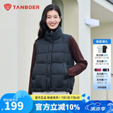 坦博尔羽绒服马甲女立领宽松外搭短款羽绒背心外套TD236006 黑色 165