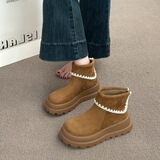 YRC意尔康2025秋冬新款厚底内增高雪地靴女短靴保暖棉鞋 驼色 37