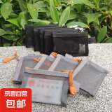 透明尼龙网格拉链包硬币零钱袋卡片袋银行卡证件收纳袋迷你卡包袋 迷你收纳袋-灰色-1个