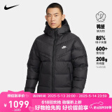 耐克NIKE羽绒服男短款连帽SF WR 650-D FLD外套FB8178-010黑L