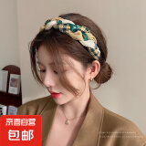 复古风发箍高颅顶宽边ins头饰百搭女2024新款高级感 2#编织绿色麻花