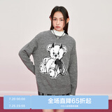 乐町甜美圆领线套衫秋季新款宽松一手长弹力女生毛针织衫 灰色（现货） XS