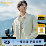 卡宾（CABBEEN）【十字纹提花】刺绣夹克男2024秋季新款翻领外套时尚高级黑白 杏色15 XL /180/52