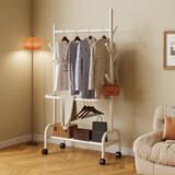 姗姗木艺衣帽架落地卧室挂衣架家用可移动收纳置物架多功能阳台晾衣架