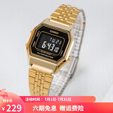 卡西欧（CASIO）手表 经典方块小金表时尚ins复古男表女表情侣表夜光电子表 LA680WGA-1BD 28mm表盘