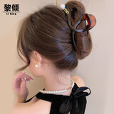 黎倾高级感大号后脑勺抓夹法式圆珠磨砂发夹盘发鲨鱼夹束发夹子发饰女