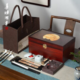 善琏湖笔 闲钓暮山青典藏款 文房四宝套装大师手作高端毛笔套装笔墨纸砚高档书法砚台墨条端砚笔搁送礼佳品