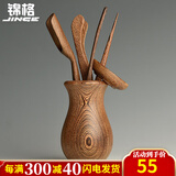 锦格 鸡翅木六君子配件实木功夫茶具茶艺组合摆件茶勺茶夹茶则 鸡翅木花瓶六君子