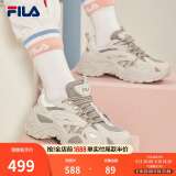 FILA斐乐SOFIA鱼刺鞋女鞋跑步鞋复古老爹鞋女增高鞋休闲鞋 南极灰/合金灰-AG 37.5
