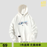 viishow 新款樱花富士山涂鸦印花连帽男式情侣休闲卫衣黑色百搭 白色 XL
