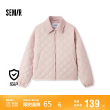 森马（Semir）棉服女灯芯绒翻领菱形格复古2024冬三防宽松轻薄棉衣109724112007