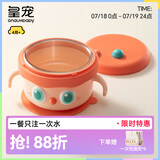 皇宠大眼萌宝宝辅食碗 儿童注水保温碗吸盘碗 PPSU餐具里瑟橙