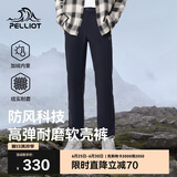 伯希和（Pelliot）户外软壳裤冬季男女加绒保暖加厚冲锋登山滑雪防风裤11130701黑L