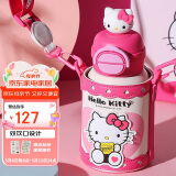 杯具熊（BEDDYBEAR）开口笑双饮盖儿童保温杯带吸管水杯316钢大容量保温壶600MLKT猫