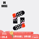 Happy Socks春夏款袜子女男袜薄荷曼波运动彩虹白色棉袜中筒袜 大笑黑 1双 M 36-40
