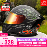 Tanked Racing坦克摩托车头盔T127全盔国潮安全帽3C机车双镜片电动车防风男女 亚黑66公路【热销】 XXXL（适合头围60-61cm）