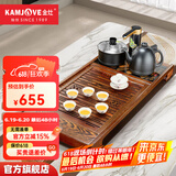 金灶（KAMJOVE）全自动上水功夫茶具套装 茶道泡茶壶 鸡翅木茶盘套装茶台R-350A 搭配K9黑色款 茶具 茶水桶