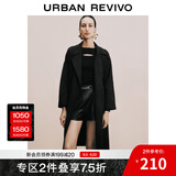 UR秋冬新款女装老钱风气质腰带中长款大衣外套UWM140028 黑色 XS