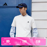 adidas情侣休闲纯棉上衣圆领短袖T恤男女夏季阿迪达斯官方轻运动 米白 2XL