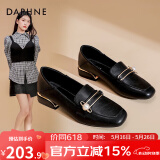 达芙妮（DAPHNE）官方珍珠单鞋女2025春季新款乐福鞋女英伦风小皮鞋通勤百搭妈妈鞋 黑色【珍珠款】 36