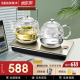 新功（SEKO）自动上水电热水壶玻璃保温茶台烧水壶喷淋煮茶器花茶壶电茶壶W34 1L W10（37*20）底部双上水蒸茶煮水电茶炉