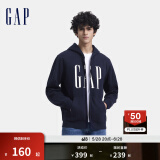 Gap男女装印花字母logo抓绒连帽卫衣休闲660128外套 海军蓝 185/104A(XXL) 亚洲尺码