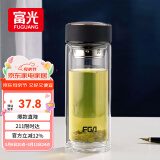 富光男女士双层玻璃杯 高硼硅玻璃304茶隔水杯子 带茶隔泡茶杯500ml