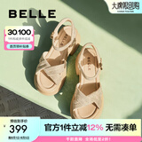 百丽（Belle）满钻条带繁星休闲凉鞋女商场款厚底凉鞋A9S2DBL4 杏色 38 (240mm)