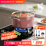 德世朗（DESLON）云璟珐琅汤锅不粘锅家用炖煮焖烧锅煲汤20cm燃气电磁炉通用