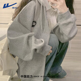 回力加绒卫衣女2025年最新款秋冬加厚时尚高级感外套连帽开衫女士上衣