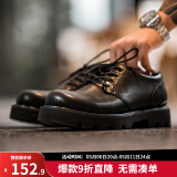 马登德比鞋男厚底增高大头皮鞋黑色工装鞋英伦风休闲百搭低帮马丁靴 磨砂黑 （4cm增高） 43 男码