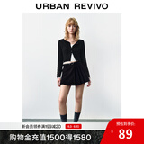 UR秋季新款女装旷野美拉德百搭修身针织开衫UWB940014 黑色 L