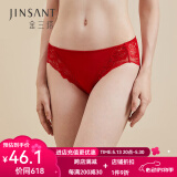 金三塔商场同款女士内裤100%桑蚕丝花边中腰三角裤真丝内裤女 大红 1条 M