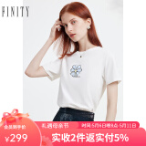菲妮迪品牌T恤夏季 简约气质棉质白色圆领时尚短袖上衣 白色 XL