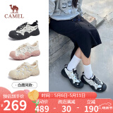 骆驼（CAMEL）丑萌登山鞋女时尚撞色户外休闲鞋 L24S076620 米/银/黑 40