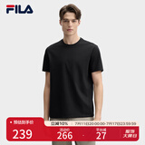 FILA 斐护科技|斐乐官方男子针织短袖2025春新款时尚简约休闲圆领T恤 正黑色-BK XL 180/100A/XL