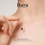 戴拉天然石榴石吊坠S925银日韩版简约锁骨链红宝石项链七夕生日礼物
