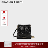 CHARLES&KEITH迷你菱格流浪包单肩斜挎双肩包包女包生日母亲节礼物CK2-60782390 Black黑色 S