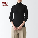 无印良品（MUJI）女式 罗纹可水洗高领毛衣 长袖打底针织衫上衣毛衫 BAG01A1A 黑色 S 155/80A