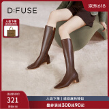 迪芙斯（D:FUSE）【店长力推】新款冬季新款长靴女方头弹力瘦瘦靴及膝靴长筒靴女 复古棕色（主推款长靴） 37
