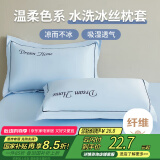 艾薇 冰丝枕套夏季枕芯套枕头套一对装 48*74cm 浅水蓝