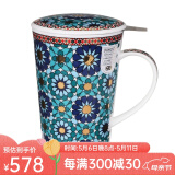 丹侬（DUNOON） 英国骨瓷茶杯 创意马克杯带盖带茶漏杯子情侣杯办公室水杯泡茶杯 伊师塔（22k金装饰）440ml
