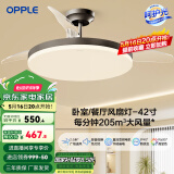 欧普（OPPLE）升级2代大风量静音吊扇灯大尺寸高显色蜻蜓扇叶风扇灯 【42寸48瓦黑色】遥控调光调风