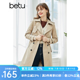 betu百图女装英伦风中长款风衣女春季新款通勤百搭收腰外套2102T64 卡其 L