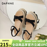达芙妮（DAPHNE）凉鞋女一字带厚底沙滩女鞋2025夏季新款平底舒适休闲单鞋罗马鞋女 黑色 跟高4cm 38