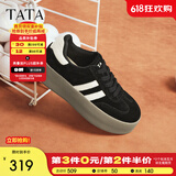 他她（TATA）复古板鞋女平底德训鞋女款休闲鞋女鞋春秋新款W9B01AM4 黑/白 37