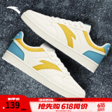 安踏（ANTA）轻松2 | 男鞋春夏皮面防泼水男士轻便软底防滑低帮百搭运动板鞋子 【店长推荐】白/姜黄/里约绿-6 42